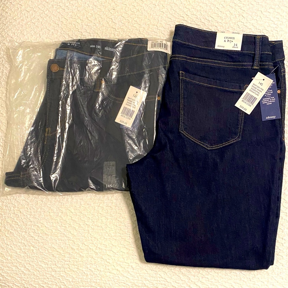 Lot of 2  NWT Dark Skinny Jeans Crown & Ivy 14S